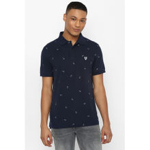 American Eagle Men Blue Flex Pique Printed Polo Shirt