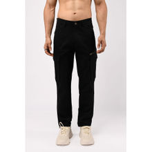 TAILORAEDGE Black Utility Zip Cargo Pant