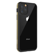 Stuffcool Gold Frame Hard Clear Back Case With Slim Metallic Bumper For Apple Iphone 11 Pro Max 6.5