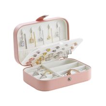 Awestuffs Pink PU Leather Small Travel Jewellery Box