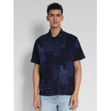 American Eagle Men Navy Printed Poolside Shirt