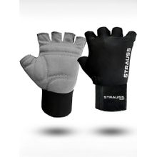 Strauss Suede Gym Gloves for Weightlifting Training Cycling Exercise & Gym (Grey/Black) (S)
