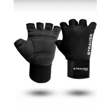Strauss Suede Gym Gloves for Weightlifting Training Cycling Exercise & Gym (Black) (S)