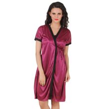 Fasense Women Satin Nightwear Sleepwear Short Wrap Gown Dp145 D - Purple
