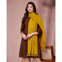 Fabindia Yellow Wool Blend Hand Embroidery Stole