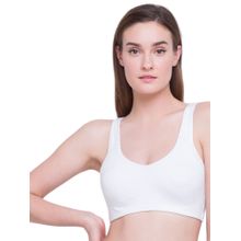 Candyskin Women'S Medium Impact Cotton Removable Padded Wirefree Sports Bra - White