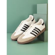 Truffle Collection White Leather Low Ankle Stylish Sneakers for Men