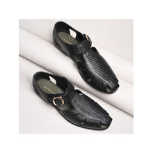 Imperio Black Men Leather Pathani Sandals
