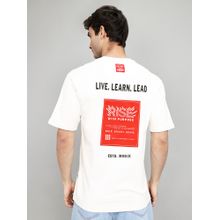 Rock.it Drop Shoulder Half Sleeve Round Neck Back Off White Printed T-Shirt