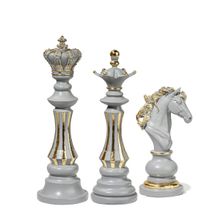 Ashnam Chess Coin Decorative Accent Grey (Set Of 3)