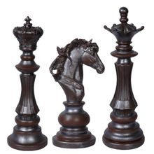 Ashnam Chess Coin Decorative Accent Black Iron (Set Of 3)