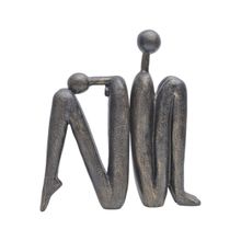 Ashnam Thinking Man Bookend Figurine Human Sitting Sculpture Black (Pack Of 2)