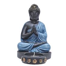 Ashnam Buddha Figurine with T-Light Holder Blue