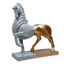 Ashnam Horse Sculpture Showpiece Grey & Gold