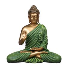 Ashnam Blessing Buddha Decorative Showpiece Green