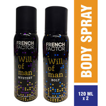 French Factor Will Of Man Bolt & Mystery Perfume Body Spray for Men - Pack of 2