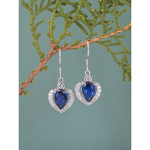 Ornate Jewels 925 Sterling Silver Blue Sapphire American Diamond Dangler Earrings For Women