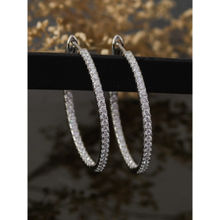 Ornate Jewels 925 Sterling Silver American Diamond Eternity Hoop Earrings For Women