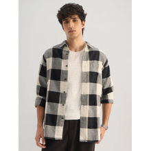 The Souled Store Black Cotton Linen Checks Carbon Men Shirt