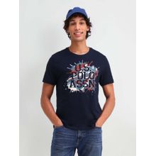 U.S. Polo Assn. Denim Co. Navy Blue Cotton Printed Muscle Fit T-shirt