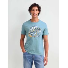 U.S. Polo Assn. Denim Co. Blue Cotton Printed Muscle Fit T-shirt