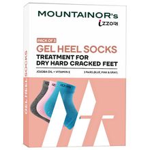 MOUNTAINOR Silicone Gel Heel Socks For Dry Hard Cracked Heel Repair Pad - Pink, Blue & Grey
