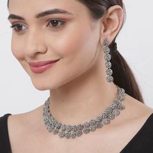 Karatcart Afghani Tribal Oxidised Silver Choker Necklace Set