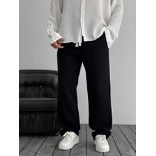 EVERDION Black The Lifestyle Co Linen Relaxed-Fit Regular Trousers