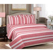 SHADES OF LIFE Pure Cotton Double Bed Stripes Print Bedsheet With 2 Pillow Covers