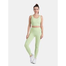 STRCH Womens Nylon Showstopper Cross-Back Medium Support Sports Bra- Green