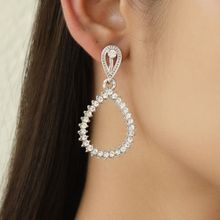 Ayesha Elegant Stylish Silver Teardrop Drops with Diamanti Accents