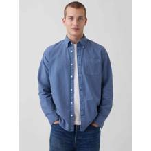 GAP Men'S Blue Solid Cotton Regular Fit Shirt