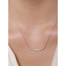 Giva Sterling Silver Rose Gold Studded Baguette Necklace For Women(Adjustable)
