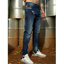Campus Sutra Mens Tapered Dark-Wash Denim Jeans
