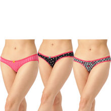 Leading Lady Women Pack Of 3 Cotton Low-rise Printed Bikini - Multi-Color