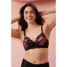 Clovia Lace Solid Padded Full Cup Wire Free Bridal Bra - Black