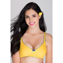 Clovia Cotton Rich Solid Non-Padded Demi Cup Wire Free T-shirt Bra - Light Yellow