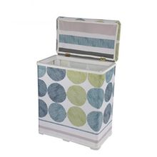 Premsons Fabric Stripe Tile Print Laundry Basket Blue & Green