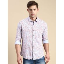 SHOWOFF Men Spread Collar Grey Slim Fit Printed Shirt
