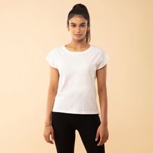 Nykd by Nykaa Summer Tee With Pull up Ruching at Sides - NYAT240 Bright White