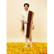Manyavar Classic Velvet Maroon Dupatta