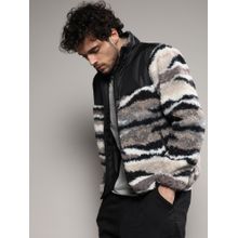 Campus Sutra Mens Brown Zip-Front Jacket with Ribbed Hem