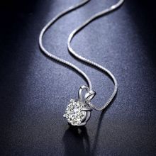 Fabula Silver Plated Round Cubic Zirconia Pendant Necklace