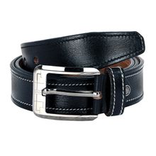 Leather World Men Solid Genuine Leather Belt Black