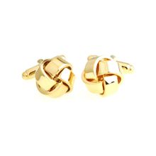 PELUCHE Classy Golden Gloss Finish Knot Cufflinks for Men
