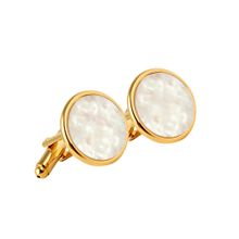 PELUCHE Circle Studded with Natural Mother of Pearl Semi Precious Cufflinks for Men