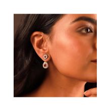 Voylla Sparkling Elegance Ruby Luxe Interchangeable American Diamond Silver Earrings