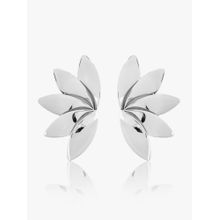 Kazo Flora Shine Big Stud Leaf Silver Earrings