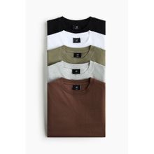 H&M Men Beige 5-Pack Regular Fit T-Shirts