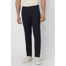 Peter England Men Navy Blue Solid Super Slim Fit Chinos